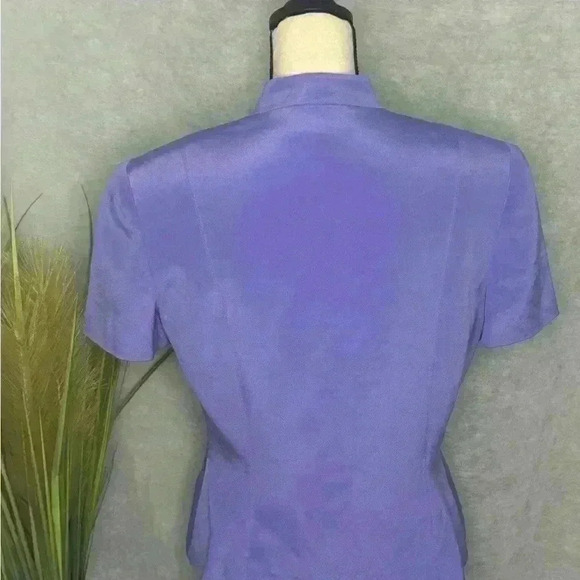 Maggy London 100% Silk Size 10 Purple Classic Jacket Faux Pockets - Picture 5 of 13
